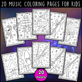 Music coloring pages music instruments coloring pages for kids tpt