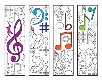 Music bookmarks pdf coloring page instant download