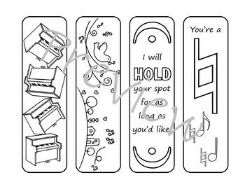 Musical bookmarks to color