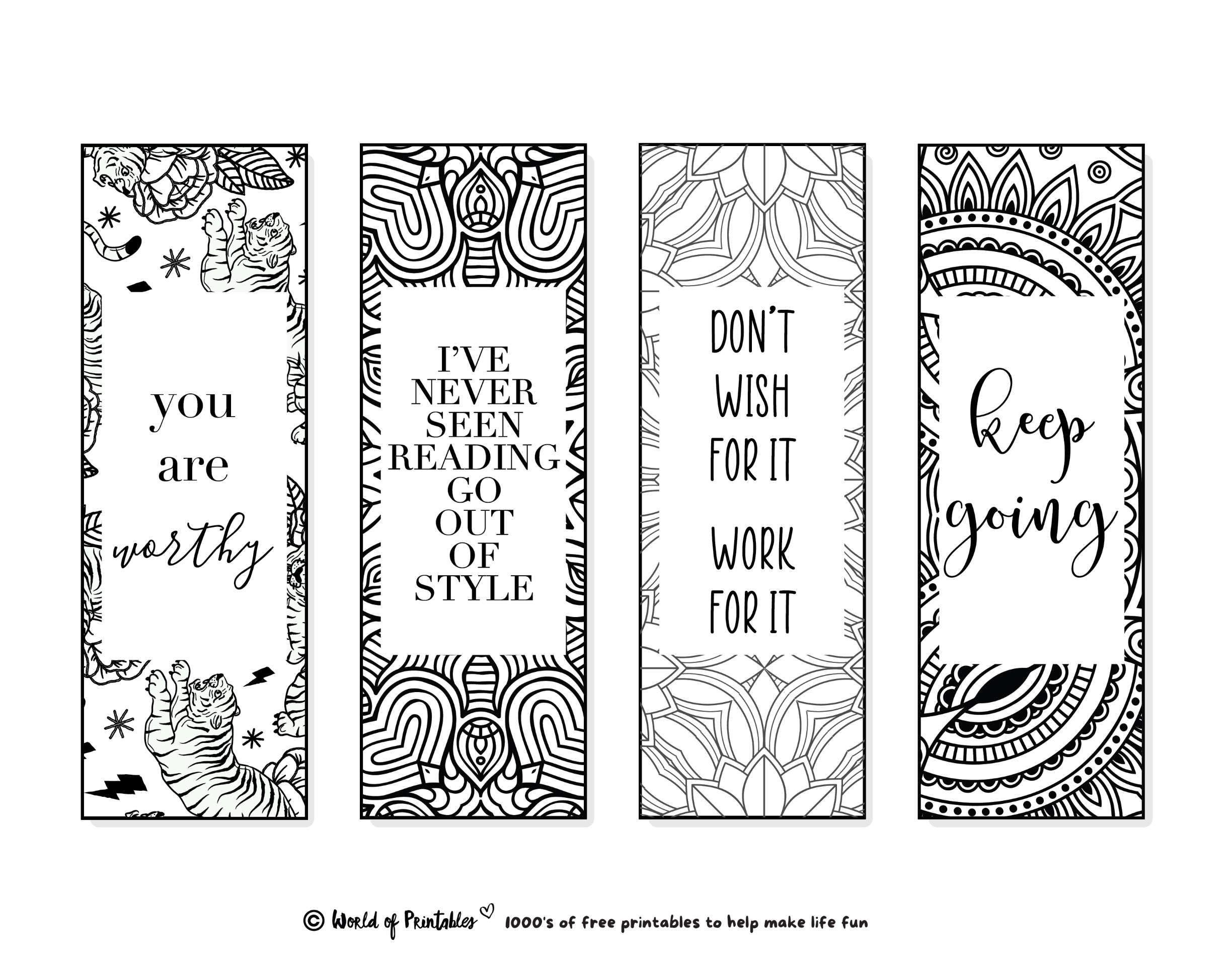 Printable bookmarks to color for adults kids