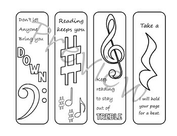Musical bookmarks to color