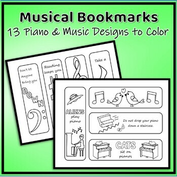 Musical bookmarks to color