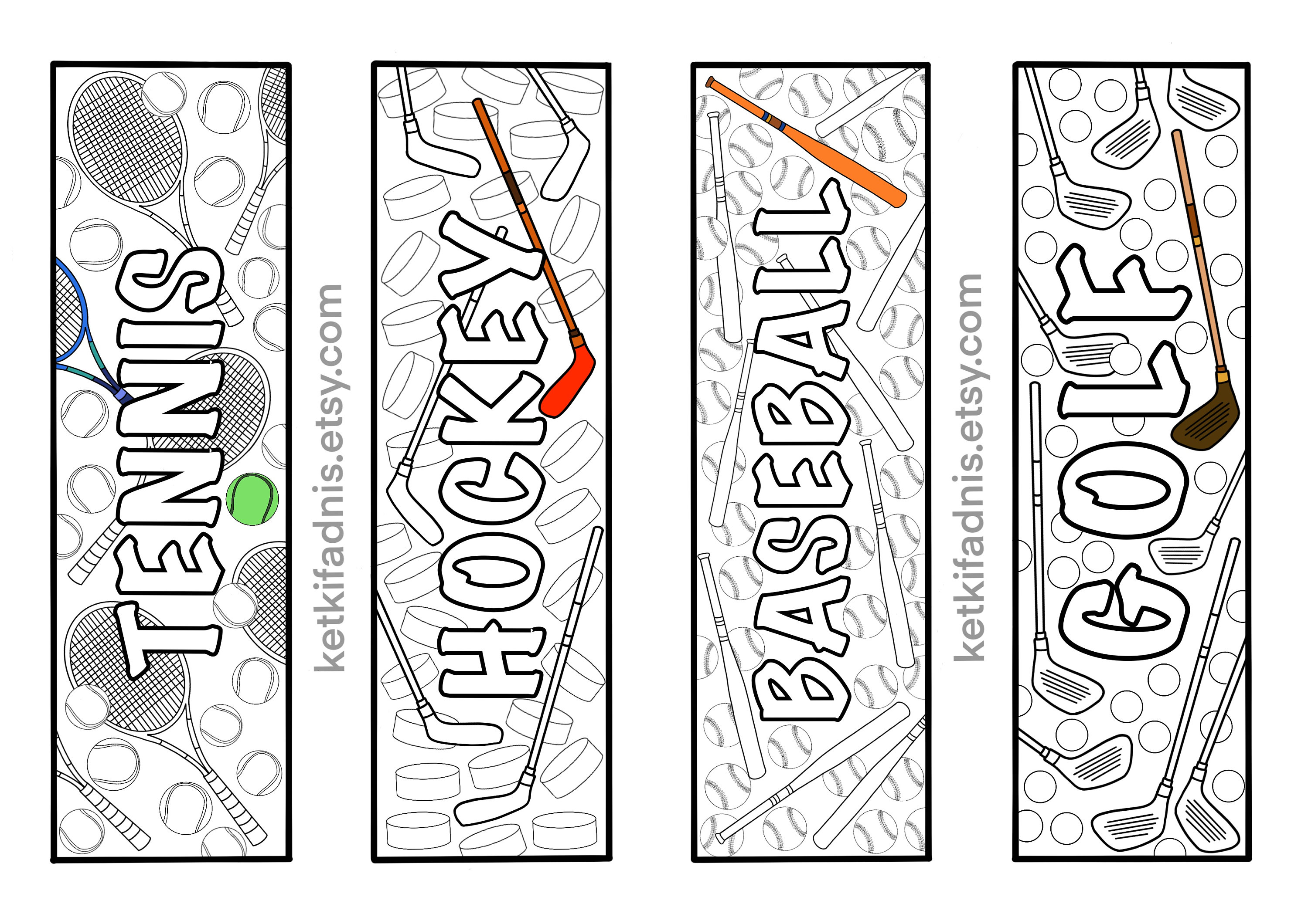 Sports coloring bookmarks bookmarks coloring page pdf download digital download coloring page colouring bookmarks