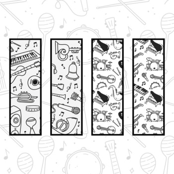Doodle coloring music doodle bookmarks and coloring pages hand drawn cartoon