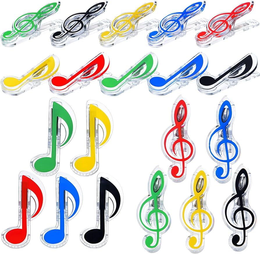 Musical paper clip holder music book page holder plastic sheet music book clips gift for student teacher classroom music party favor band bookmark stationery supplies multicolor transparent pack office