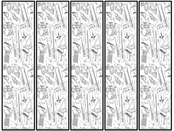 Music doodle bookmarks and coloring pages reproducible tpt