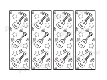 Ukulele coloring bookmarks music class fun by jellyfish music club