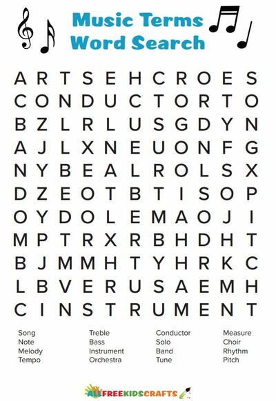 Music word search printable