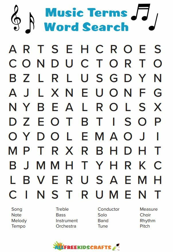 Music word search printable
