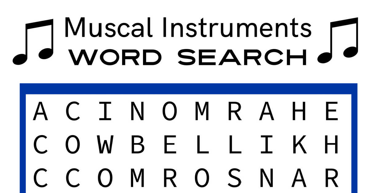 Free printable musical instruments word search