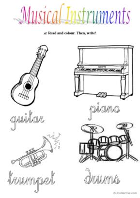 Musical instrumts glish esl worksheets pdf doc