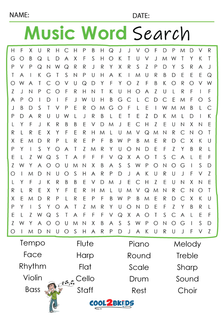 Printable music word search
