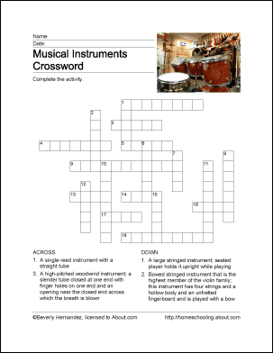 Musical instruments word search crossword puzzle and more