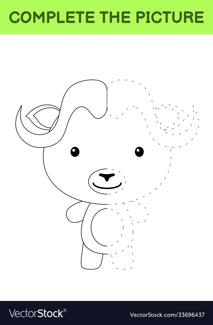 Plete picture cute musk ox coloring royalty free vector