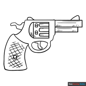 Cartoon revolver coloring page easy drawing guides
