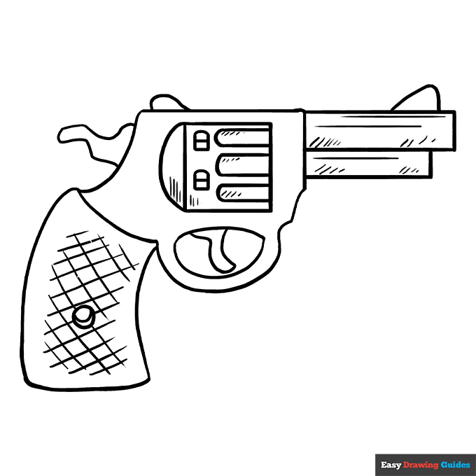Cartoon revolver coloring page easy drawing guides