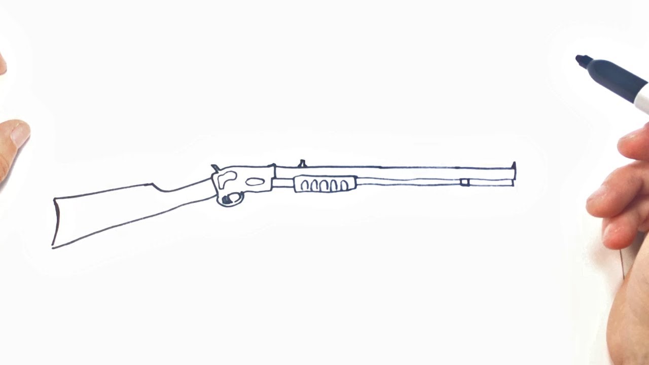 How to draw a rifle rifle easy draw tutorial