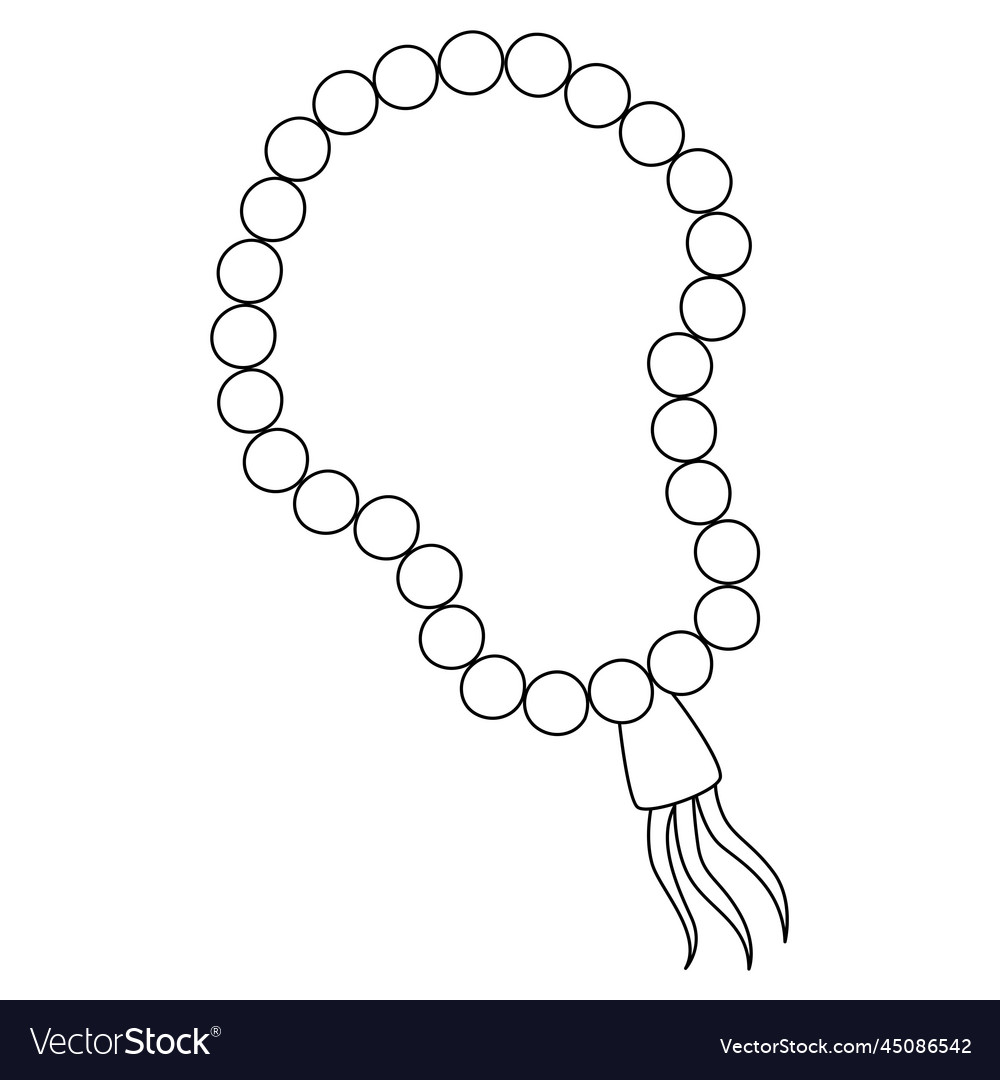 Ramadan muslim prayer beads isolated coloring page