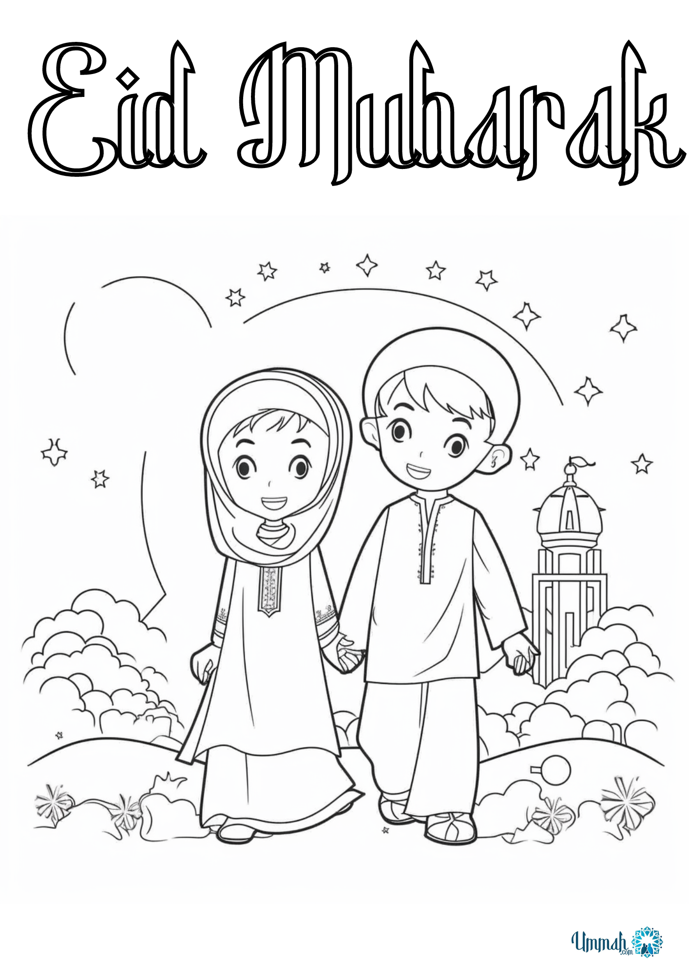 Free printable eid mubarak coloring pages for kids