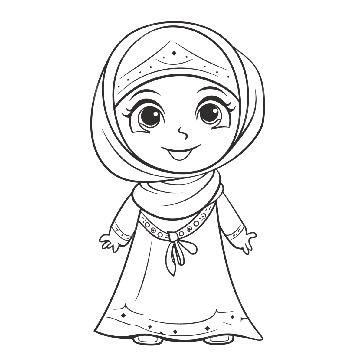 Muslim girl coloring page outline sketch drawing vector wing drawing girl drawing ring drawing png and vector with transparent background for free download