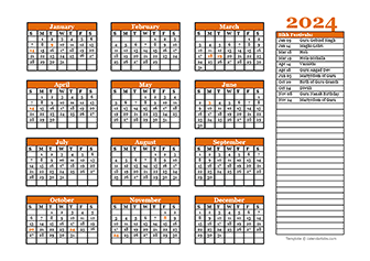 Islamic festivals calendar template