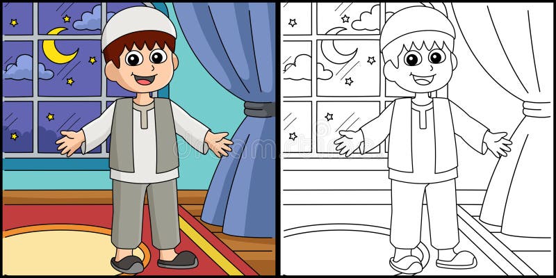 Muslim boy coloring stock illustrations â muslim boy coloring stock illustrations vectors clipart