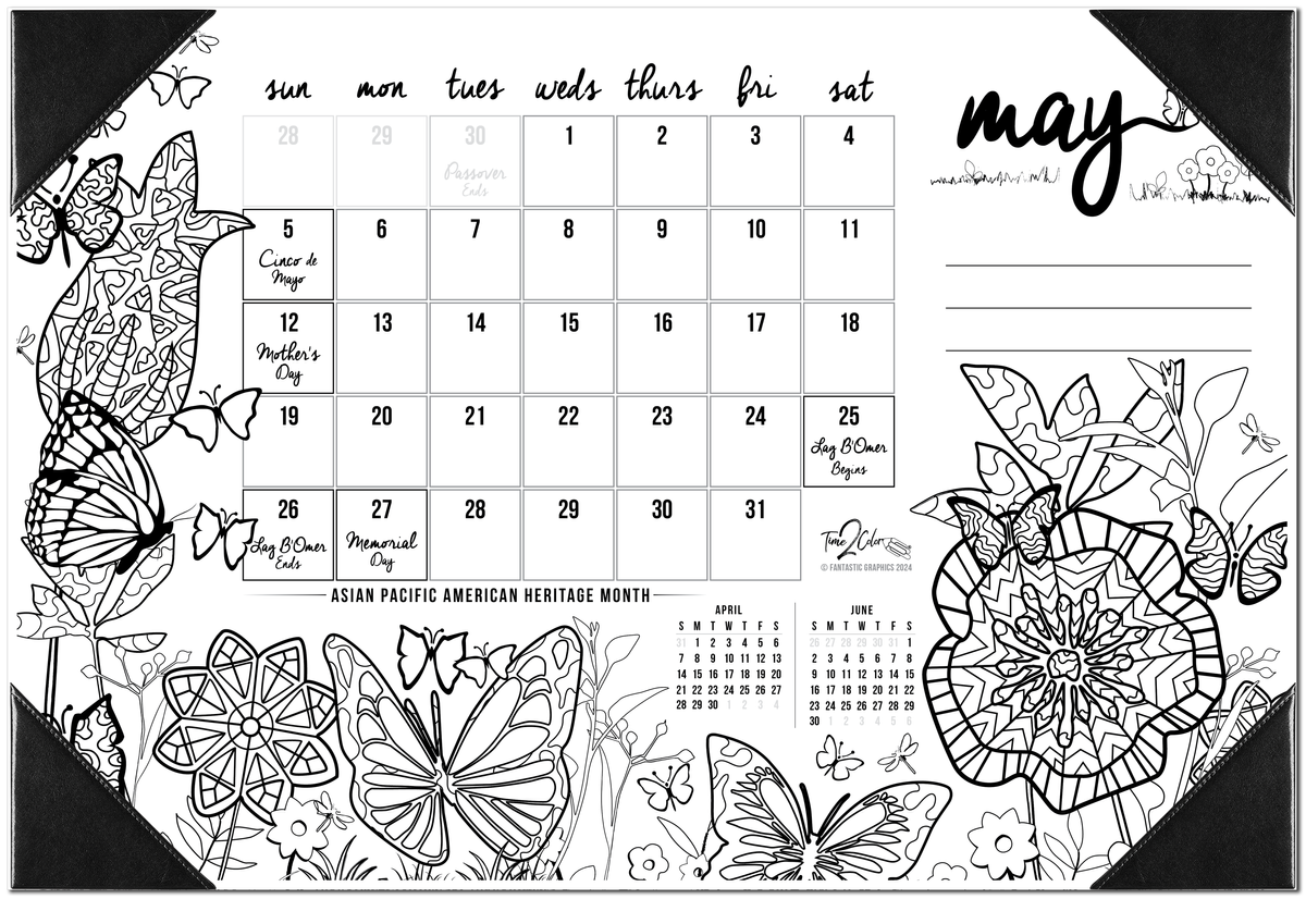 Hanukkah edition holiday theme desk blotter coloring calendar â calendars