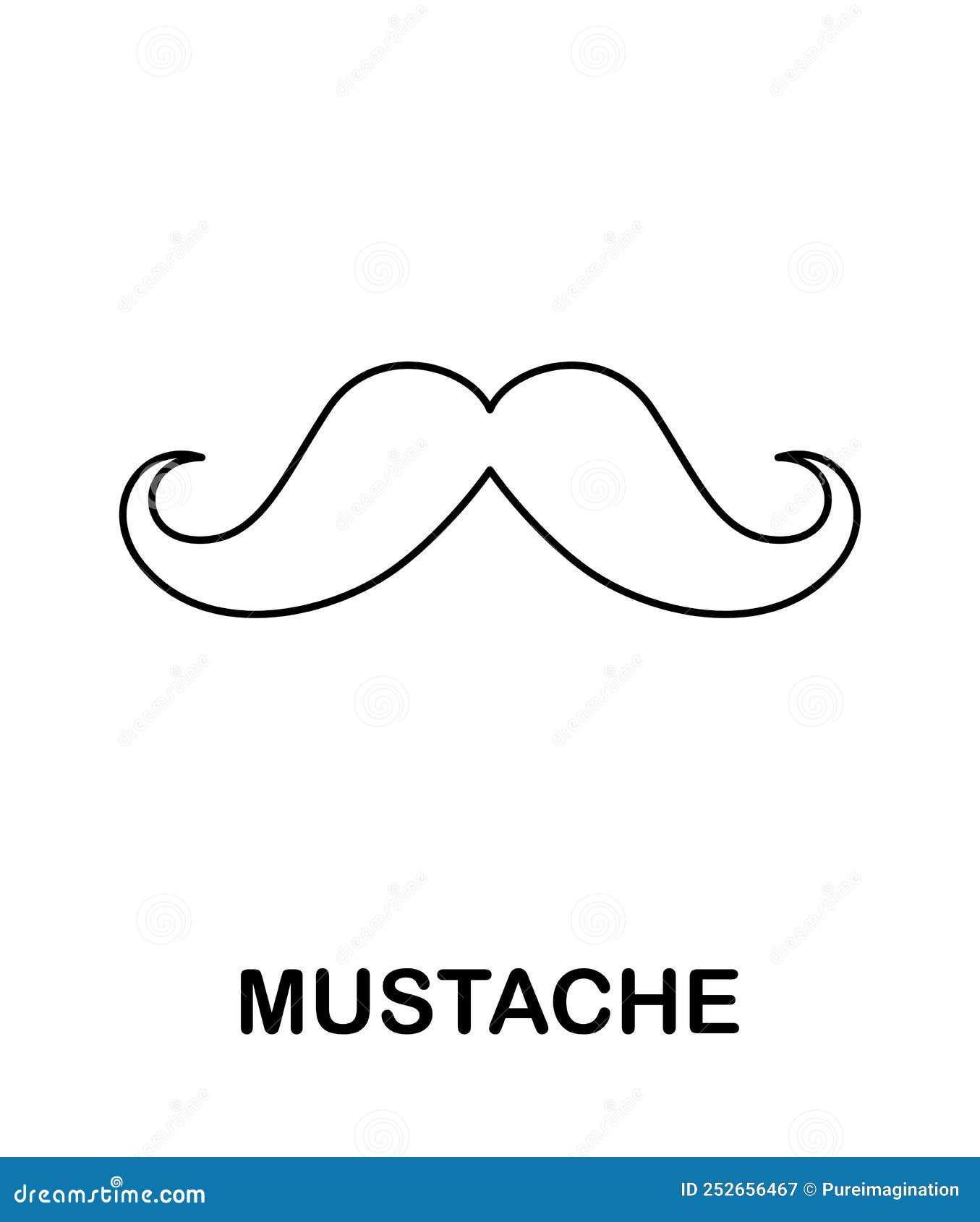 Coloring page with mustache for kids stock vector