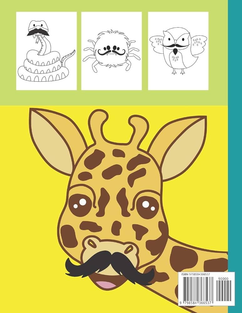 Animals with mustache coloring book for toddlers easy coloring pages of animal for little kids kindergarten boys girls weird and funny by heart christopher