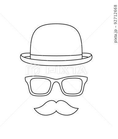 Coloring page with mustache hat and glassesãããããç æ