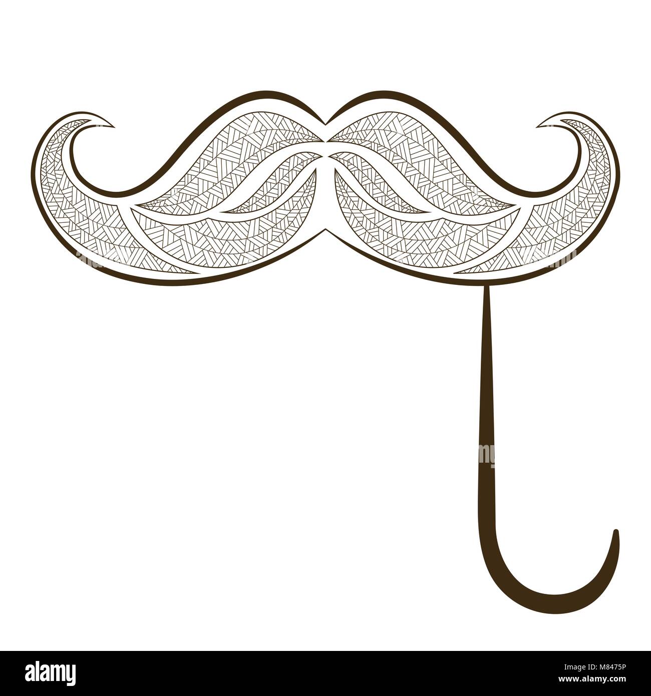Zen tangle fake mustache vector illustration zentangle whisker coloring book for adult stock vector image art