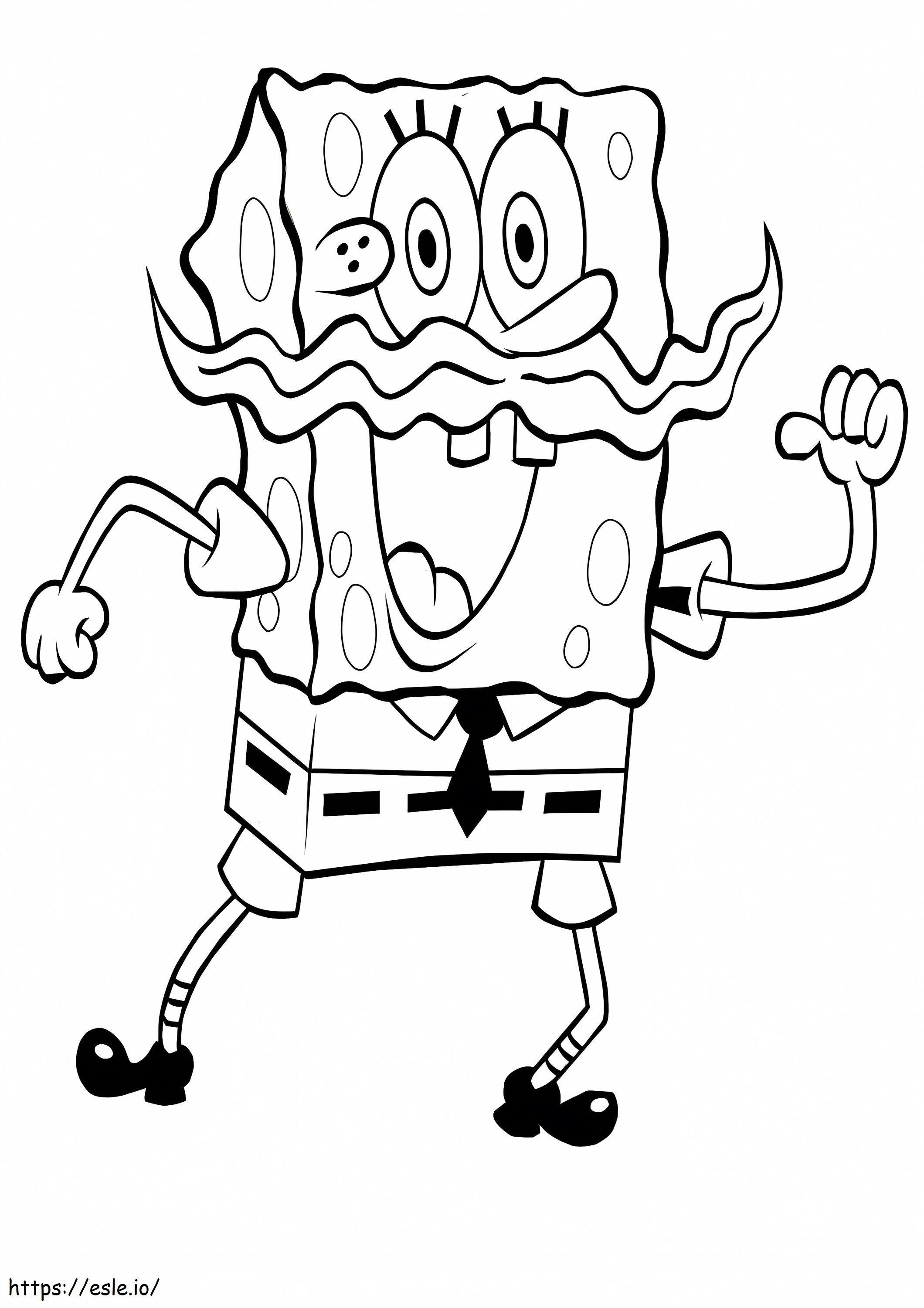 Spongebob with mustache coloring page
