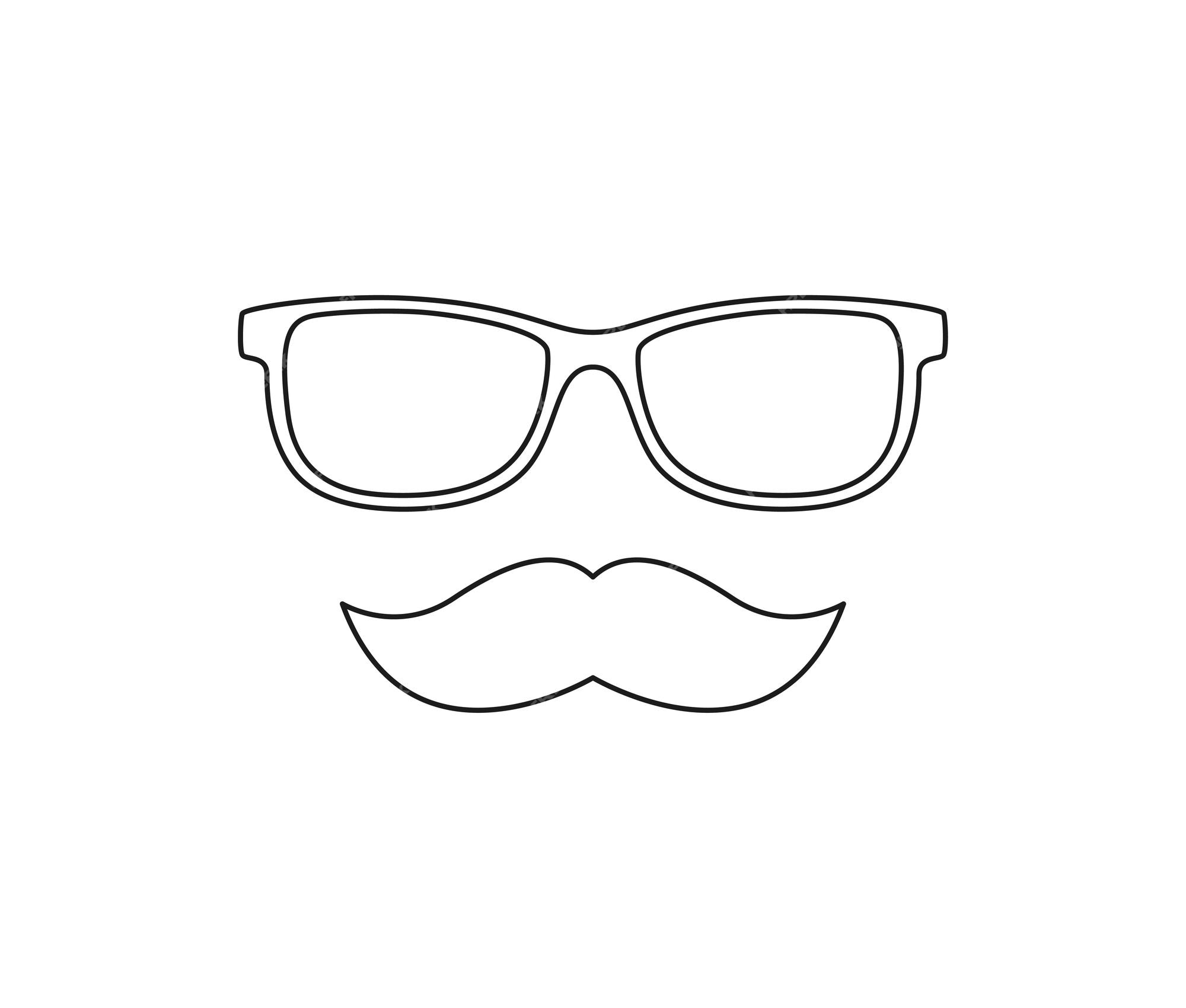 Premium vector coloring page with mustache and glasses for kids
