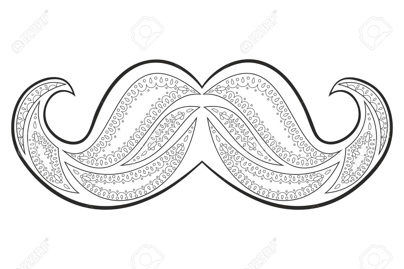 Zen tangle mustache vector illustration zentangle whisker coloring book for adult royalty free svg cliparts vectors and stock illustration image