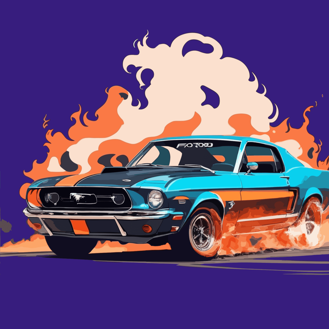 Mustang burning its engine