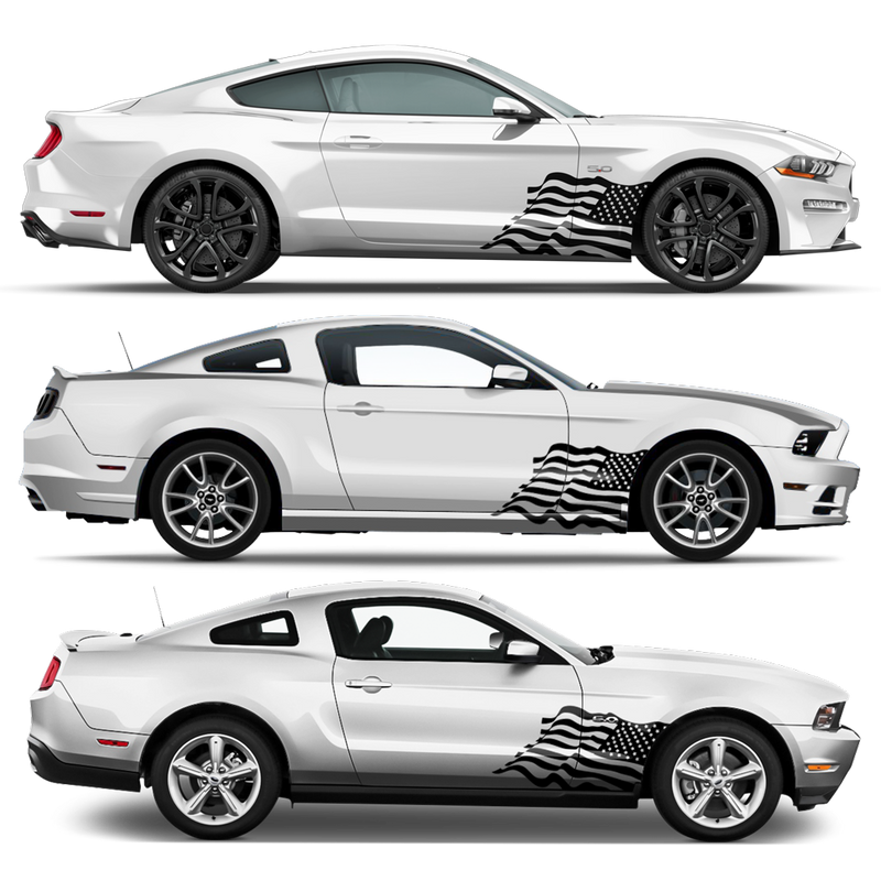 Us flag decals set for ford mustang or any car body