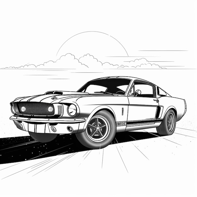 Premium ai image coloring pages of a mustang mustang mustang mustang coloring pages generative ai