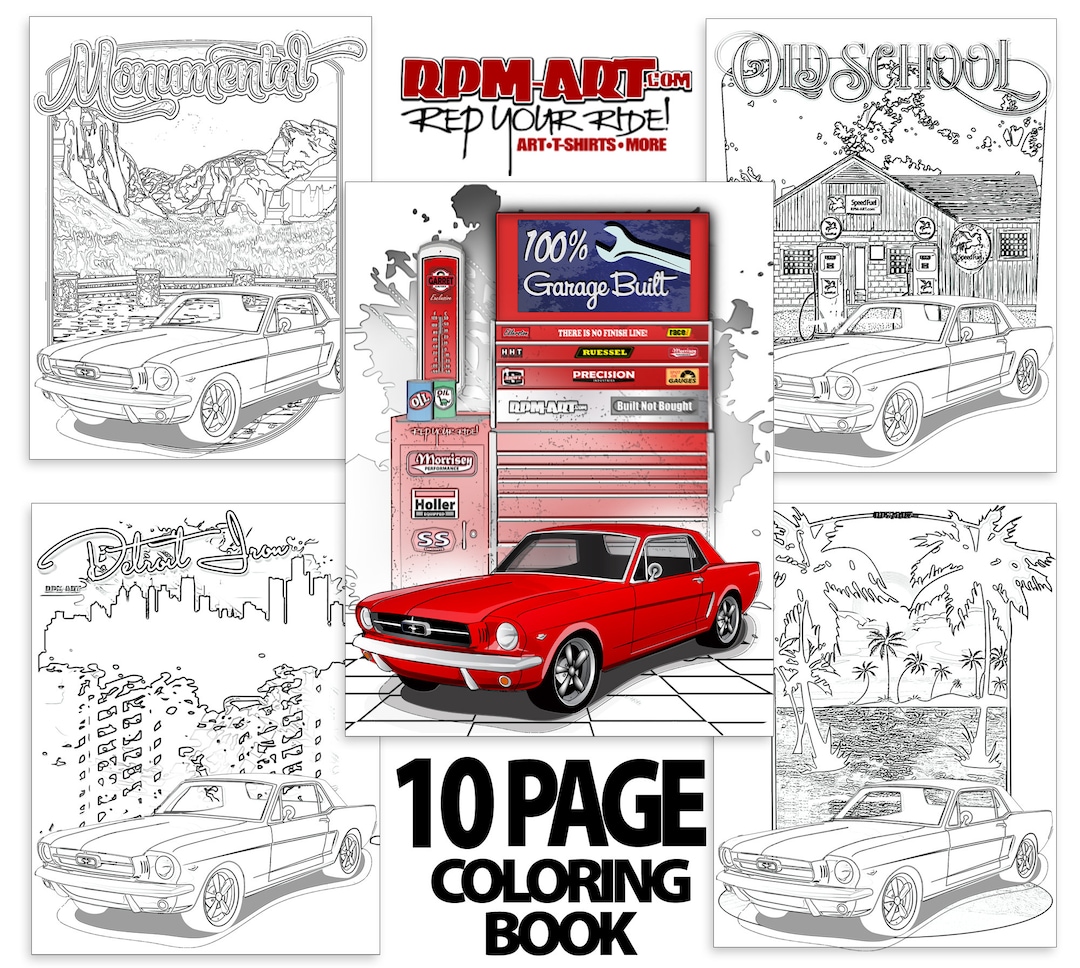 Ford mustang page coloring book digital instant download