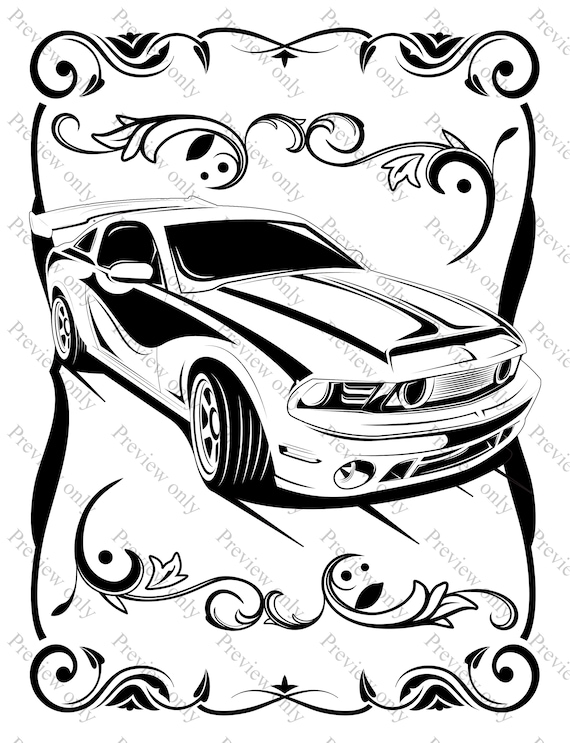 Muscle cars coloring page sheets pack print and color vehicles automobiles vintage classic hot rods instant download