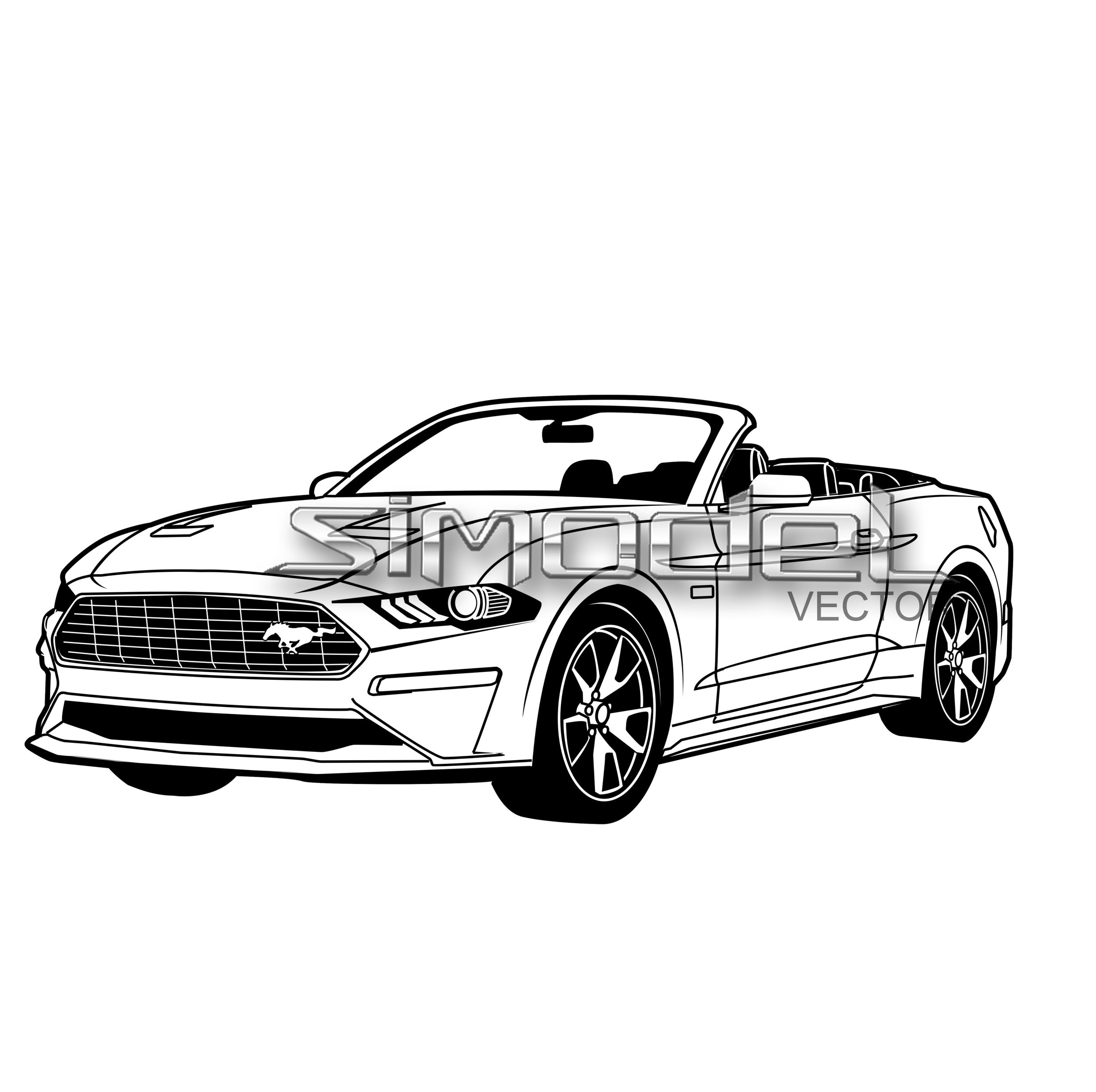 Ford mustang convertible svgepsaipdfpngjpgdxf car vector cut