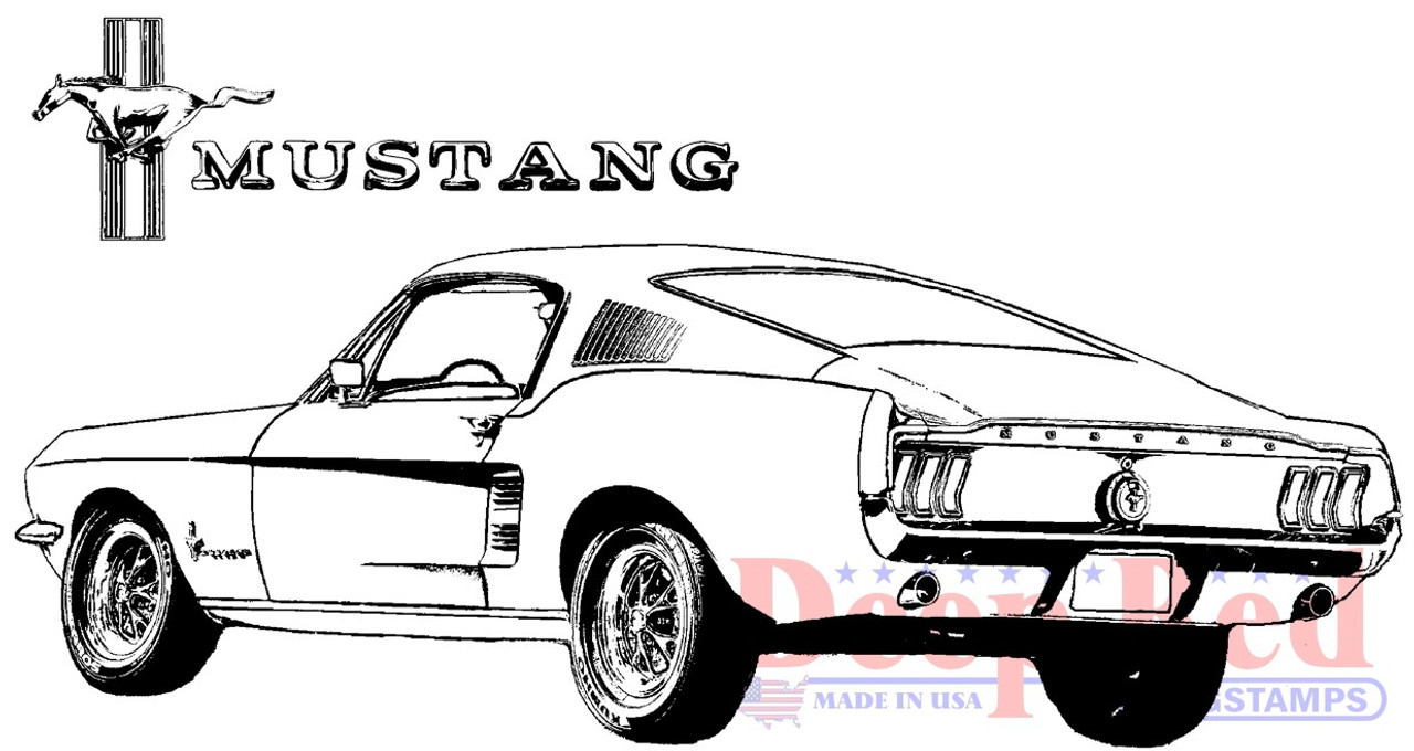 Mustang fastback rubber cling stamp