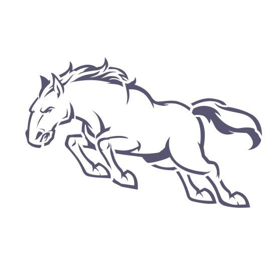 Leaping bronco mascot stencil