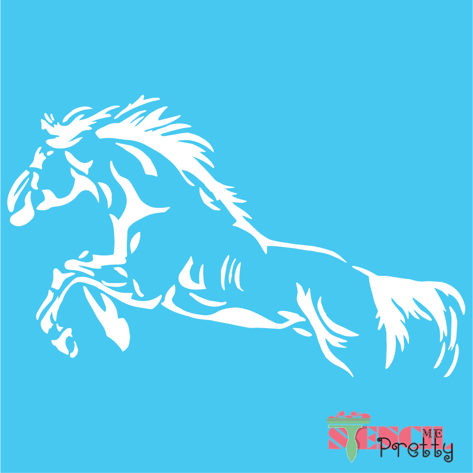 Running wild mustang horse stencil â stencil me pretty