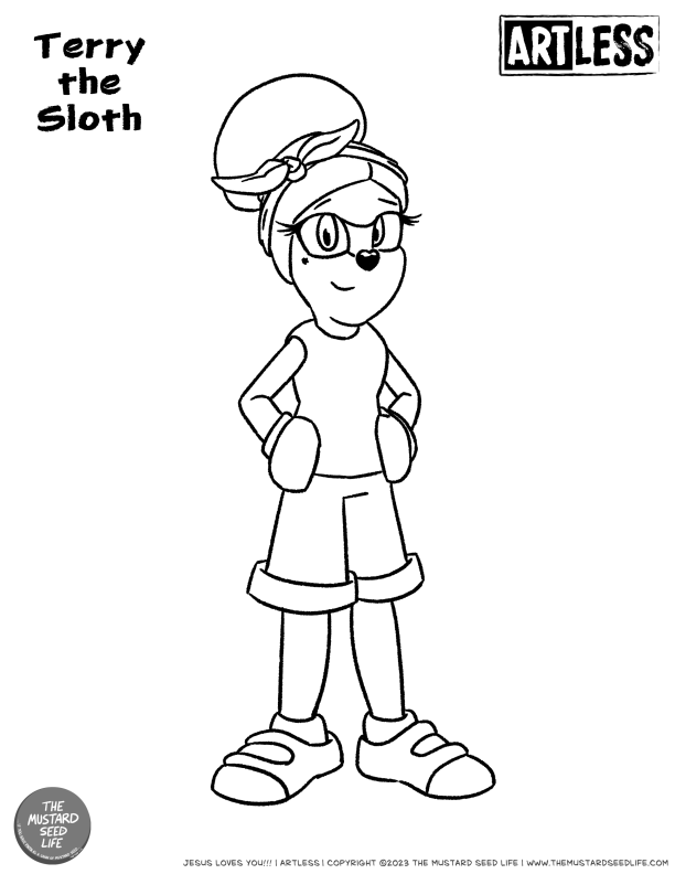 Terry the sloth free printable artless coloring page the mustard seed life