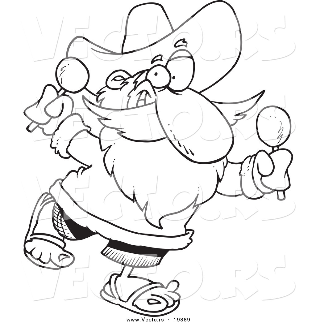 R of a cartoon mexican santa shaking maracas