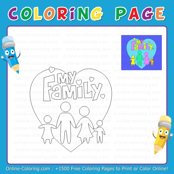 I love my family free online coloring page