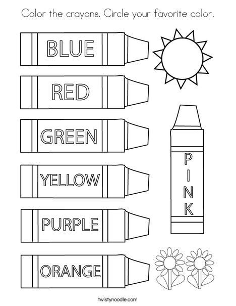 Color the crayons circle your favorite color coloring page