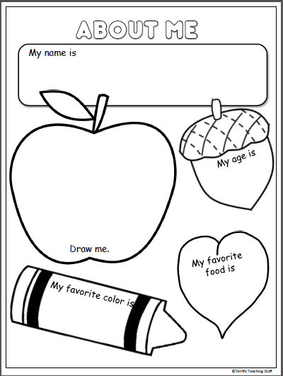 About me activity for fall made by teachers