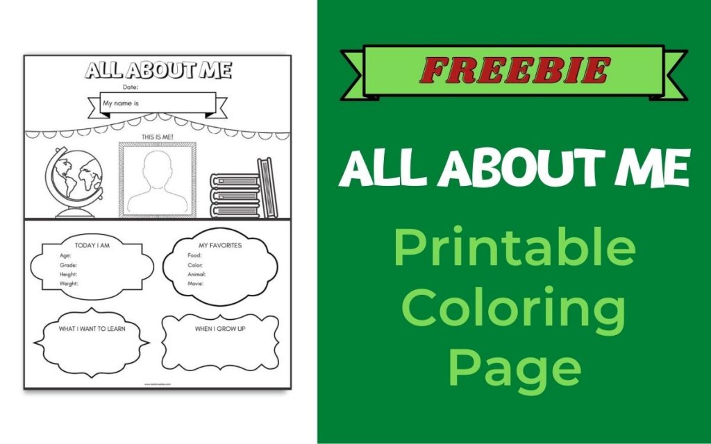 All about me printable coloring page