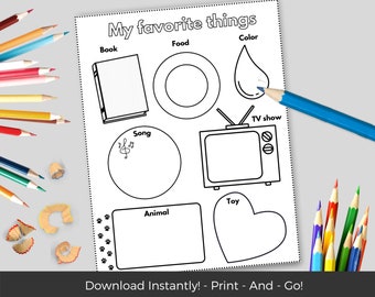 My favorite things sheet home school preschool kindergarten worksheets homeschool activities coloring page kindergarten printables